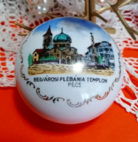 Zsolnay , vintage, nagyon ritka, Pécs Belvárosi Plébánia templom bondonier