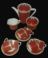 Hollóházi art deco kávés készlet, aranyozott