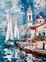 Summer in greece - acrylic painting / Nyár Görögországban- . akril festmény