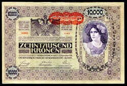 1918 10000 Korona - DÖ felülbélyegzés
