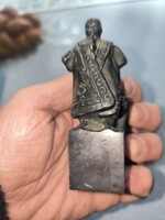 Beautiful tin shepherd's figure with a detailed antique sheepdog sculpture, letter weight