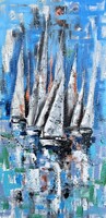 Absztrakt vitorlások 100x50cm festmény PreszyArt