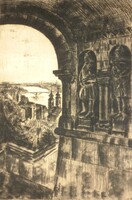 (K) Élesdy István (1912 – 1987) : Halászbástya részlete / nagy méret