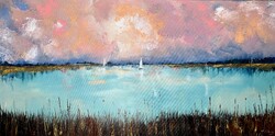 Pasztell színű GYÖNYÖRŰ vitorlás festmény PreszyArt