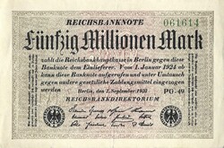 50 millió márka 1923.09.01. Németország 3.