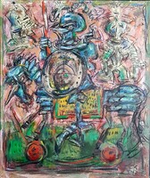 Tóth Ernő - Hintalovag 72 x 60 cm olaj, farost