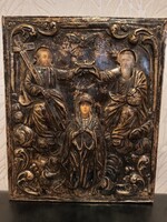Antik, ezüst okládos(ablakos)ikon,19.század közepe,12lothos ezüst