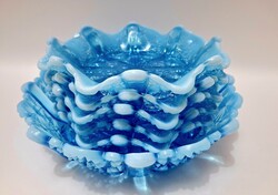 George Davidson & Co. kék Lady Chippendale üveg tál készlet, számozott