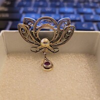 Antik filligran ezüst bross