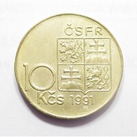 Csehszlovákia,10 korun 1991 - Rastislav Stefanik hadügyminiszter aUNC+ ötvözet