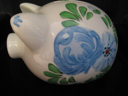 Retro kerámia malac persely kék rózsás