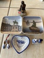 Royal Copenhagen Porcelán tálka és szobor
