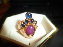 14K arany gyűrű / rubin, zafír