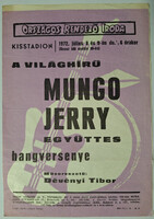ORI. Kisstadion Villamosplakát (1972.Júl.8) Mungo Jerry, Dévényi Tibor