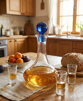 Modern üveg dekanter kobaltkék kristálydugóval - 1,2 liter