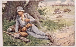Első Világháborús Propaganda Képeslap Katona a felszereléssel "Az ő képe"