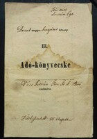 Antik adó-könyvecske 1851-52, Vass István (Sajó) Szentpéter