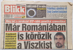 Blikk újság 1999.Aug.12 körözik a Viszkist , Barichello : Mogyoródon nincs előzés
