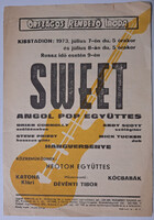ORI. Kisstadion Villamosplakát (1973.Júl.7) Sweet (Brian Connoly,Andy Scott,Steve Priest,Mick Tucker