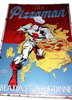 Jó hangulatú fém reklám tábla repro PIZZAMAN fali dísz kép 38 x 27 cm képek szerint POSTER MONKY