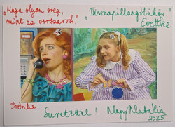Nagy Natália írónő, színésznő által aláírt fénykép ("Irénke/Evettke")