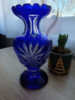 Kobaltkék ólomkristály váza 22 cm magas
