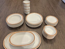 Alföldi porcelán retro etkeszlet 34 db - barna sarga csikos