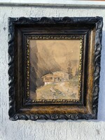 Antik Akvarell festmény víz festmény aprólékos kidolgozás.Alpesi Osztrák vagy Tàtra Felvidék lehet