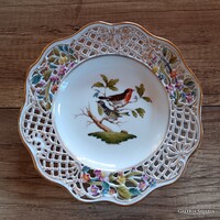 Antik Herendi Rothschild mintás áttört porcelán dísztányér