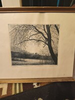 Rézkarc 52 cm X 43 cm kerettel együtt jelze6