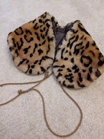 Antik-vintage női szőrmegallér ,ocelotmintás szőrme gallér