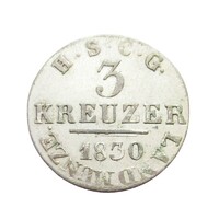 Németország,I. Ernő herceg 3 krajcár 1830 - Szász-Coburg és Gothai Hercegség EF ezüst 1.51g243