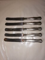 Ezüst kés készlet, 5db,800 as finomságú,jelzett.
