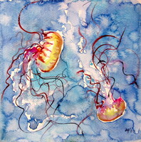 Jellyfish - watercolor painting /medúza- akvarell festmény