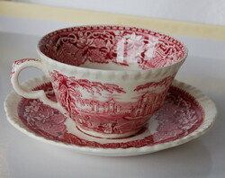 Mason’s Patent Ironstone "Vista" – Antik Angol Csésze és Alj – Mélyvörös