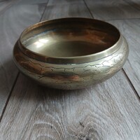 Szép régi réz kínáló tál/asztalközép (15,5x6 cm)