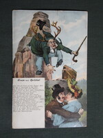 Képeslap,Csehország,Karlovy Vary,Karlsbad,humor,vicc,Zsidó,Judaika szatíra postatörténet,1916