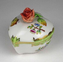 1Y449 Viktória mintás szív alakú Herendi porcelán bonbonier