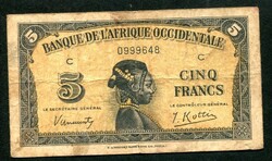 Francia Nyugat-afrika 1942 5 Francs