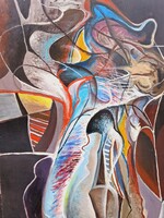 Turcsán Miklós (1944-) Rejtjeles Üzenet,Képcsarnokos Festmény