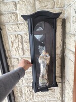 Antik fali óra doboz tok, Fali vitrin , Ereklye tartó Hàzi àldàs làmpa tartó, kulcstartó szekrény