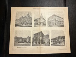 Budapesti épületek I. - Eredeti Pallas Nagy Lexikon nyomat