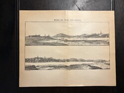 Pest és Buda 1730 körül - Eredeti Pallas Nagy Lexikon nyomat