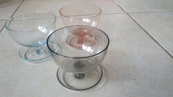 10 db vintage színes talpas üvegpohár, retró fagylsltos  desszertes