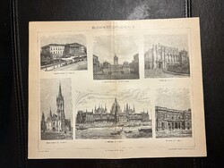Budapesti épületek III. - Eredeti Pallas Nagy Lexikon nyomat