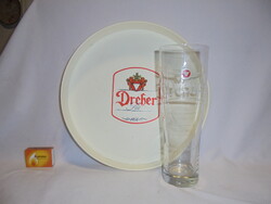 Dréher üveg pohár, korsó + tálca - együtt