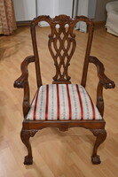 Chippendale Round Table - Chair Living Room Set, Elegant from the First Half of the 20th Century