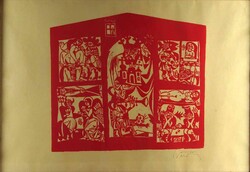 1Y492 Würtz Ádám piros linómetszet