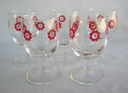 5 db retro talpas üveg pohár