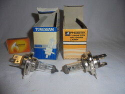 Két darab retro HALOGEN égő dobozában - együtt - veterán jármű alkatrész - TUNGSRAM? PHOENIX
